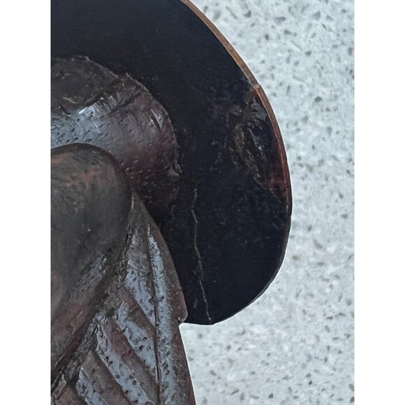 Hand-Carved Wooden Sculpture Of Man On Water Buffalo Vintage - Picture 15 of 15